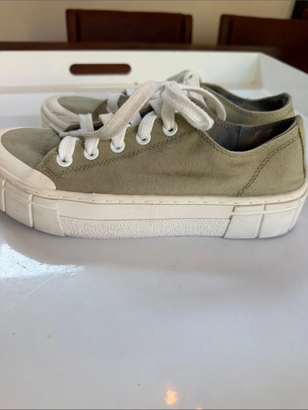 Canvas Platform Sneaker - Olive Green